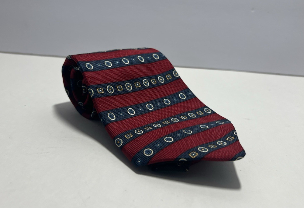 Vintage Men’s Tommy Hilfiger Silk Tie Burgundy, Green Navy Striped